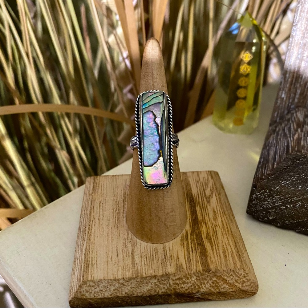 Mermaid Abalone Sterling Silver Boho Ring Size 6